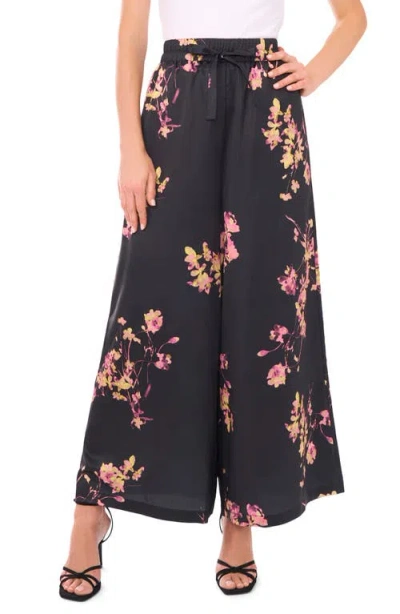 Vince Camuto Print Drawstring Wide Leg Pants In Black