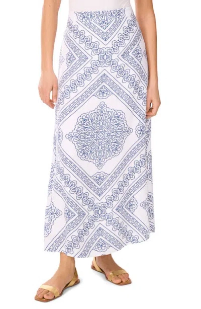 Vince Camuto Print Linen Blend A-line Maxi Skirt In Lake Breeze