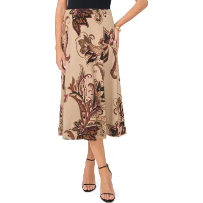 Vince Camuto Print Midi Sweater Skirt In Neutral