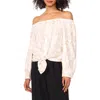 Vince Camuto Plus Size Off-the-shoulder Tie-hem Blouse In Oyster Grey