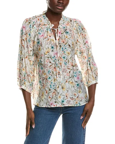 Vince Camuto Print Peasant Blouse In Neutral