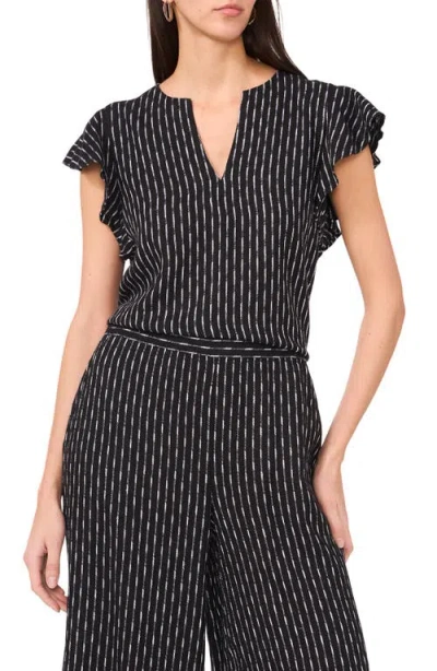 Vince Camuto Print Ruffle Sleeve Top In Black