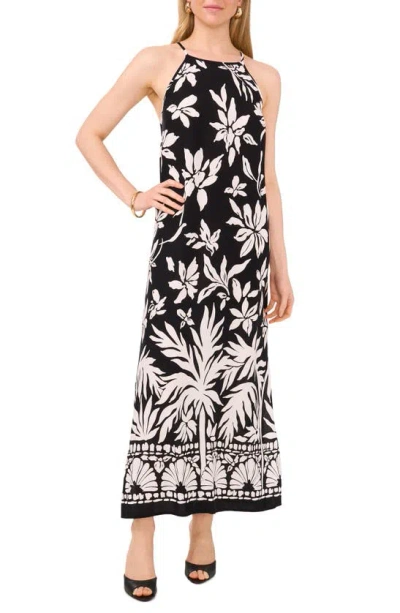 Vince Camuto Print Sleeveless Maxi Dress In Rich Black