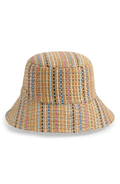 Vince Camuto Print Straw Bucket Hat In Multi