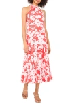 Vince Camuto Print Tie Back Maxi Dress In Multi