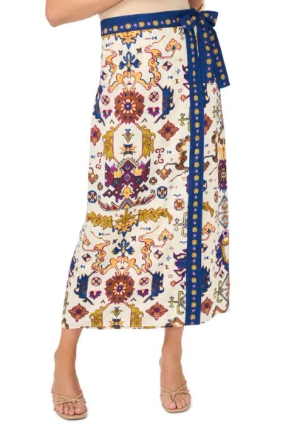 Vince Camuto Print Wrap Midi Skirt In Multi