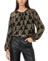Vince Camuto Metallic Floral Jacquard Top In Rich Black