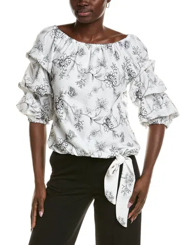 Vince Camuto Printed Blouse In White