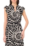 Vince Camuto Printed Flutter Sleeve Top In Animal Print
