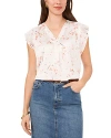Vince Camuto Printed Flutter Sleeve Top In New Ivory