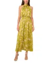 Vince Camuto Print Smocked Waist Sleeveless Maxi Dress In Green Oasis