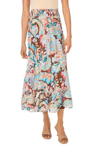 Vince Camuto Printed Midi Skirt In Brown