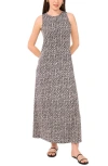 Vince Camuto Printed Sleeveless Jersey Maxi Dress In Black