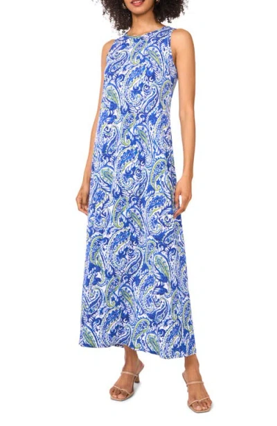 Vince Camuto Printed Sleeveless Jersey Maxi Dress In Blue Pacific