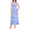 Vince Camuto Printed Sleeveless Jersey Maxi Dress In Palace Blue