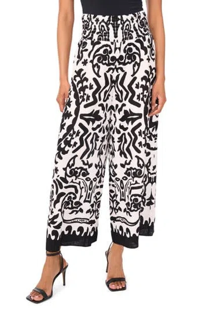 Vince Camuto Printed Smocked Waist Wide Leg Pants In Multi