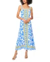 Vince Camuto Printed Square Neck Maxi Dress In True Blue