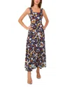 Vince Camuto Printed Square Neck Tiered Maxi Dress In Classic Navy