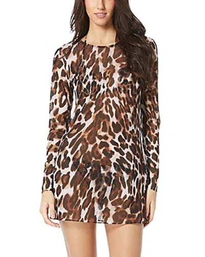Vince Camuto Printed Swim Cover-up Dress In Black