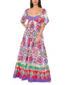 Vince Camuto Printed Tiered Maxi Dress In Classic Navy