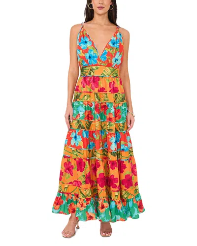 Vince Camuto Printed Tiered Maxi Dress In Tiger Lily
