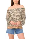 Vince Camuto Geo Print Off The Shoulder Top In Brown