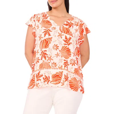 VINCE CAMUTO VINCE CAMUTO PRINTED V-NECK TOP