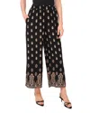Vince Camuto Printed Wide Leg Pull On Pants In Black