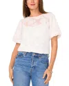 Vince Camuto Puff Sleeve Jacquard Chiffon Top In New Ivory