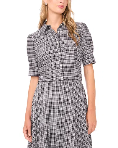 Vince Camuto Puff Sleeve Button Down Shirt In Gray