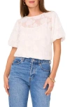 Vince Camuto Puff Sleeve Jacquard Chiffon Top In New Ivory