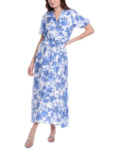 Vince Camuto Puff Sleeve Maxi Dress In Blue