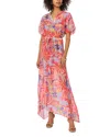 Vince Camuto Floral Handkerchief Hem Maxi Dress In Cayenne