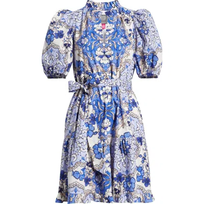 Vince Camuto Puffy Sleeve Print Minidress In Multi