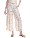 Vince Camuto Floral Print Tie Waist Wide Leg Pants In White