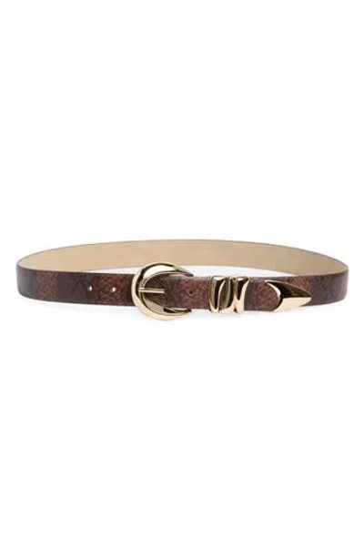 Vince Camuto Python Print Faux Leather Belt In Brown