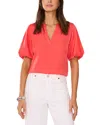 Vince Camuto Quarter Puff Sleeve Top In Cayenne