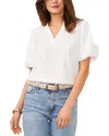 Vince Camuto Hammered Satin Puff Sleeve Top In New Ivory