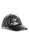 Vince Camuto Quilted Faux Leather Baseball Cap In Black