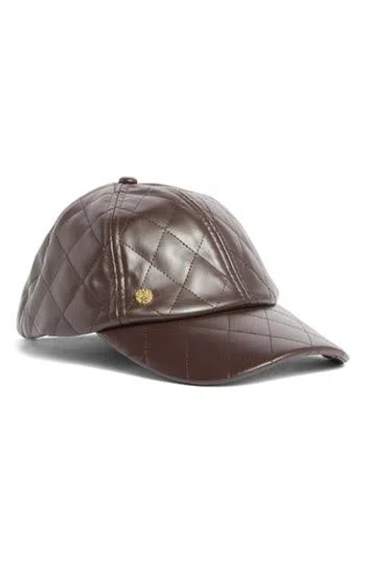 Vince Camuto Quilted Faux Leather Baseball Cap In Brown