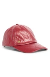 Vince Camuto Quilted Faux Leather Baseball Cap In Burgundy