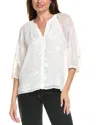 Vince Camuto Raglan Sleeve Button-down Blouse In White