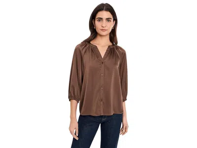 Vince Camuto Raglan Sleeve Button-down Blouse In Brown
