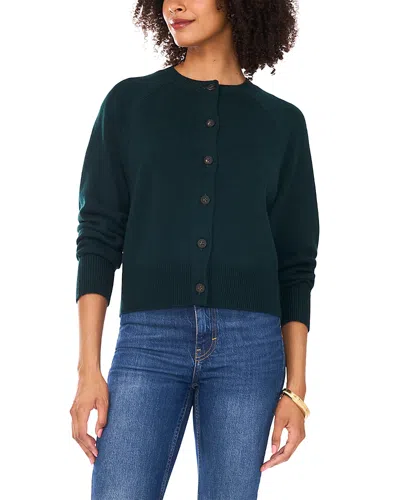 Vince Camuto Raglan Sleeve Crewneck Cardigan In Green