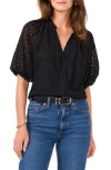 VINCE CAMUTO VINCE CAMUTO RAGLAN SLEEVE MIXED JACQUARD BUTTON-UP SHIRT