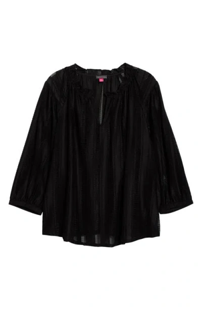 Vince Camuto Raglan Peasant Split Neck Blouse In Black