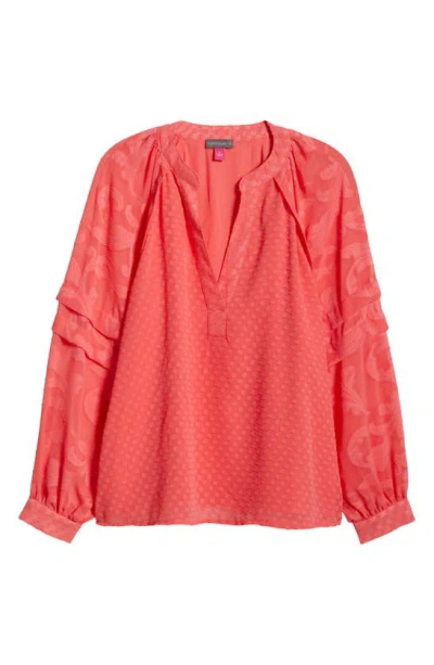 Vince Camuto Raglan Sleeve V-neck Top In Calypso Coral