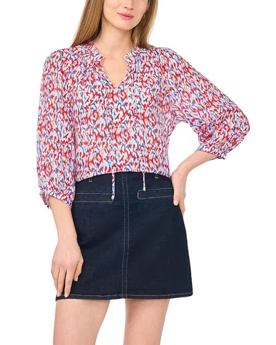 Vince Camuto Raglan Split Neck Peasant Blouse In Multi