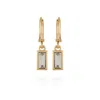 Vince Camuto Rectangular Glass Stone Huggie Drop Earrings In Brown