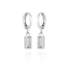 Vince Camuto Silver-tone Rectangular Glass Stone Dangle Huggie Hoop Earrings In Silver